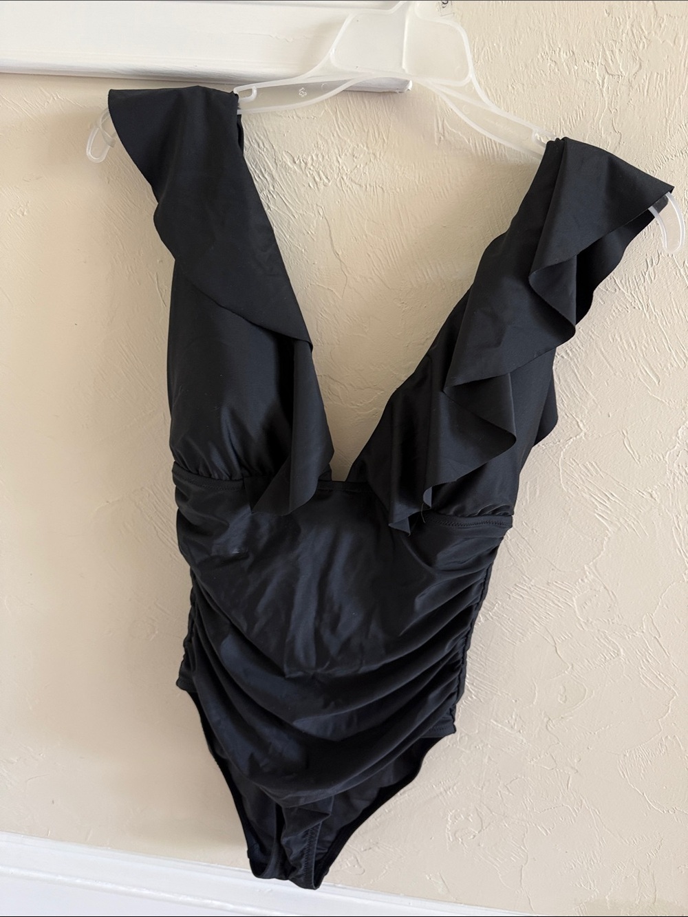 J. Crew Black One-Piece with Ruffle Straps